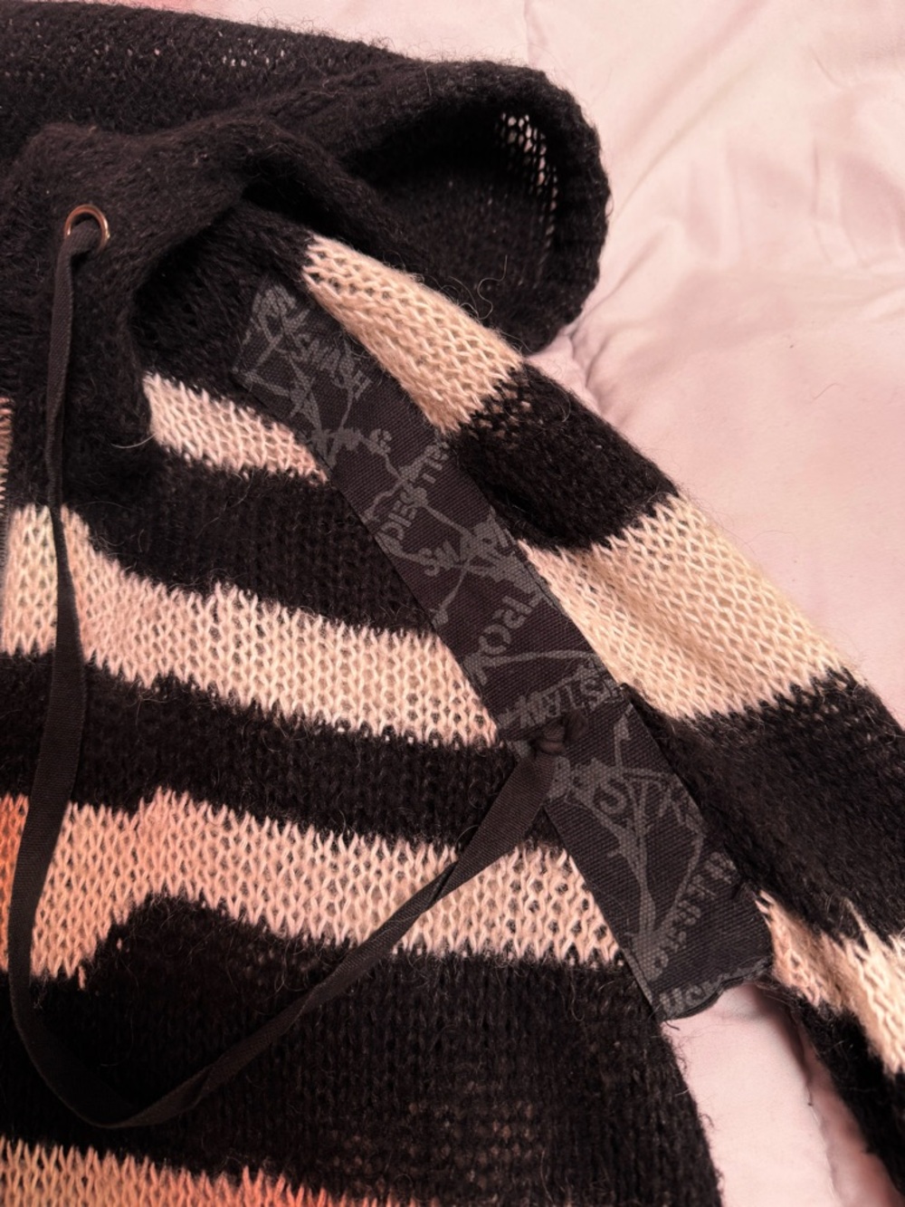 Lip Service Black & White Striped Knit Zip Hoodie - Picture 5 of 5